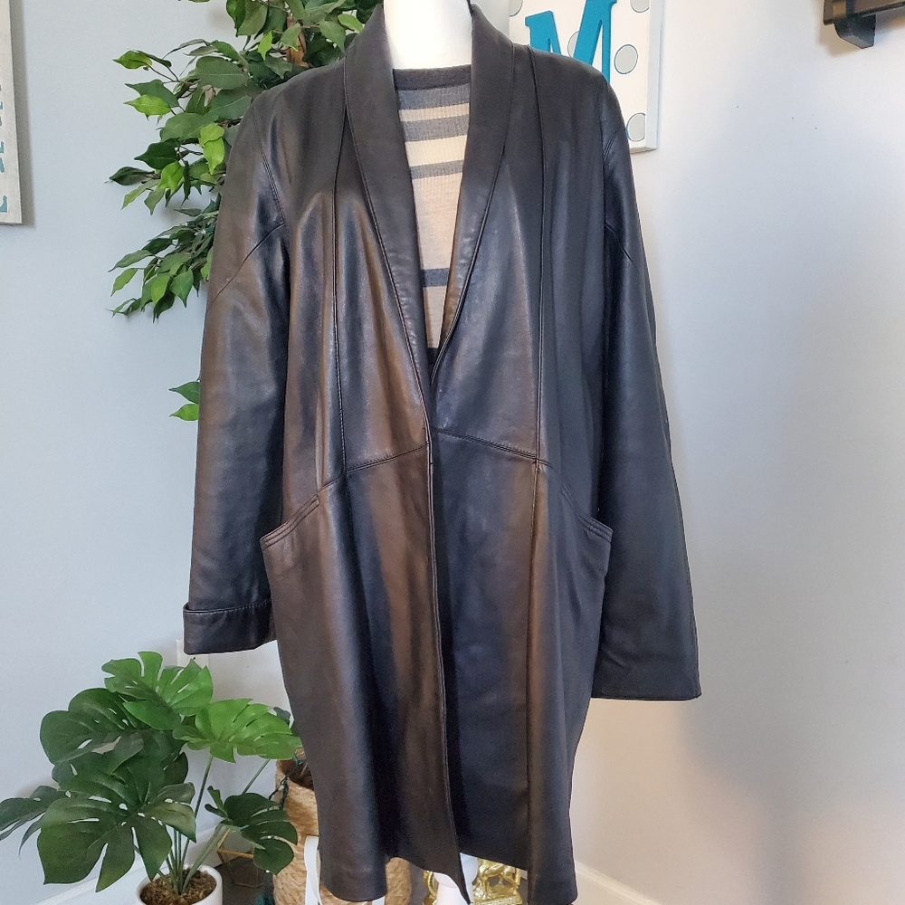 EXCELLED COLLECTION Leather Trench Coat L